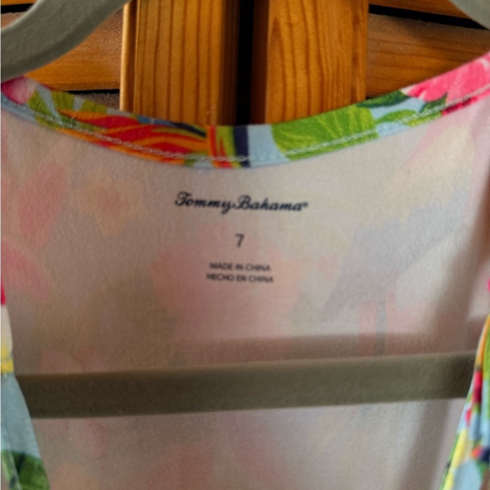 Tommy Bahama Blue Tropical Parrot Floral Girls' Casual Dress - Picture 3 of 3